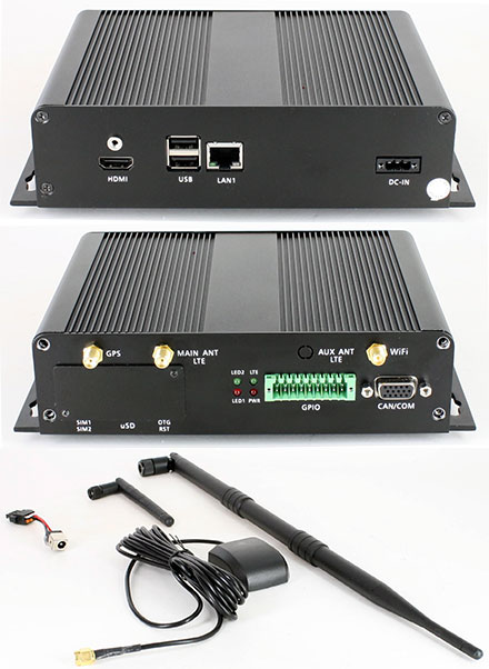 FleetPC-ARM-300 Car-PC (NXP iMX6 Quad-Core, Android 6, 2GB RAM/4GB NAND, Autostart-Controller, 9-36V Automotive Netzteil, GPS/LTE/CAN/RS232/WLAN/BT/LAN/HDMI) [<b>FANLESS</b>]