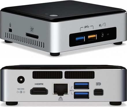 Intel NUC6i5SYK (Intel Core i5-6260U CPU 2x 1.8Ghz, 1x HDMI, 1x dP, 1x M.2 SSD support)