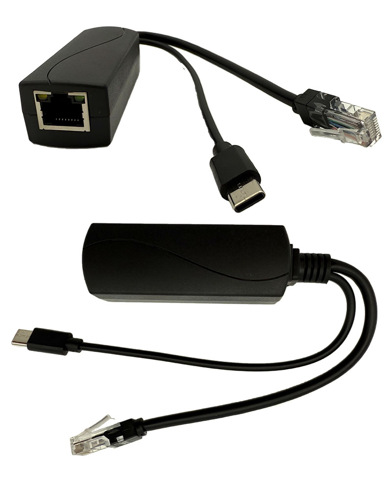 POE Injector/Splitter (POE IEEE 802.3af/at to <B>USB-C</b> 5V/3A + 1000Mbps LAN)